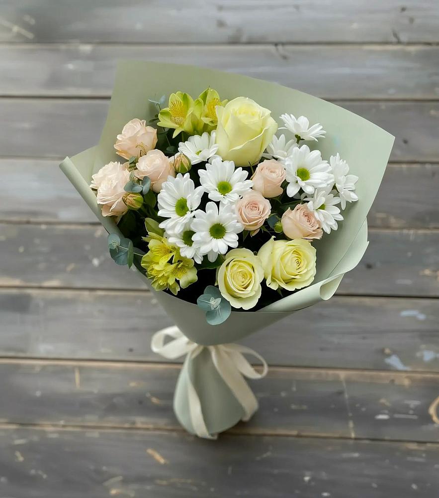 Букет цветов из: Альстромерии, Розы и Хризантемы в Никитское