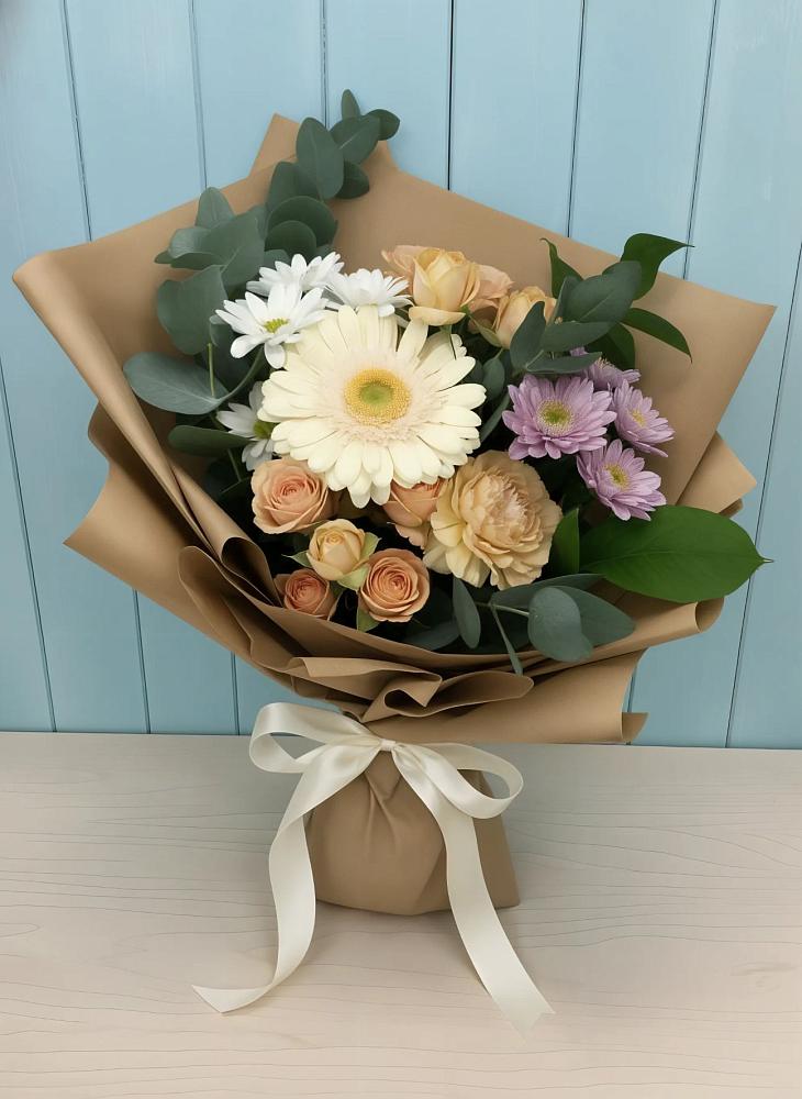 Букет цветов из: Герберы и Хризантемы в Никитское