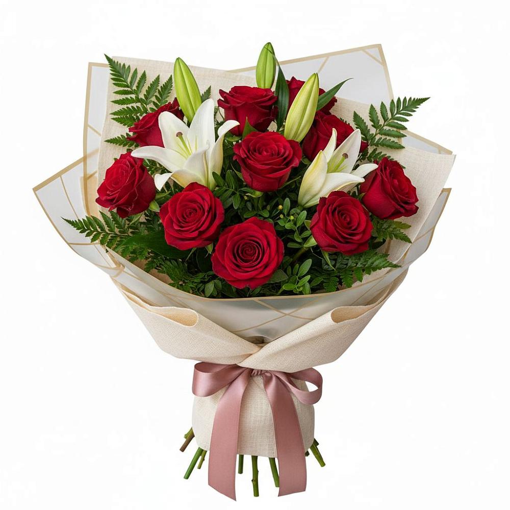 Букет цветов из: Лилии и Розы в Никитское