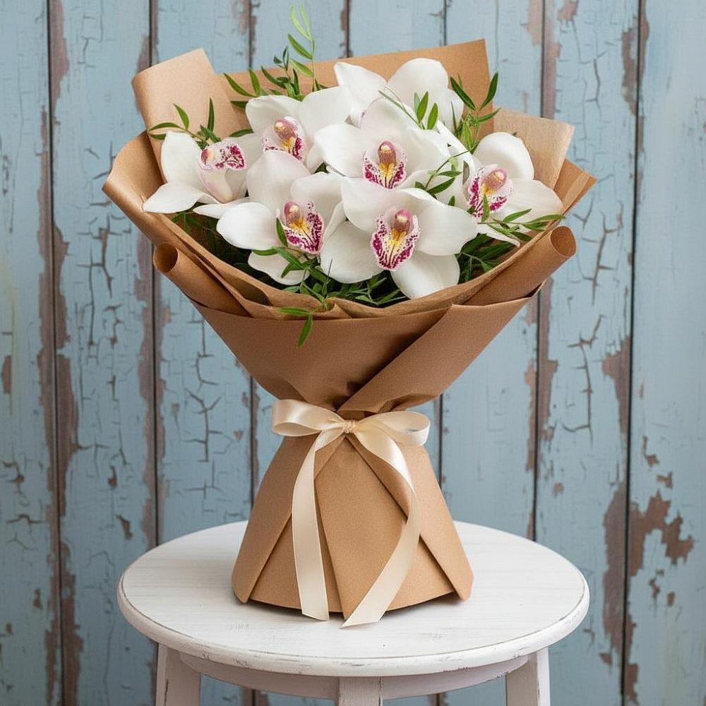 Букет цветов из: Орхидеи и Розы в Никитское