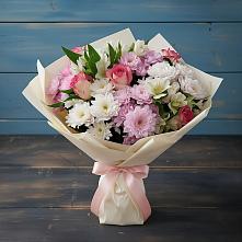 Букет цветов из:  Хризантемы, Альстромерии и Розы #REPLACE_PRED# Никитское