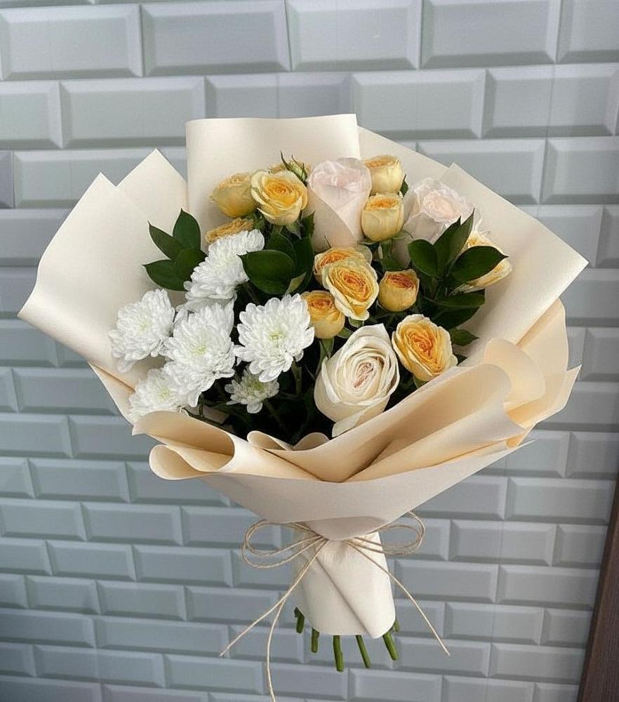 Букет цветов из: Розы и Хризантемы в Никитское