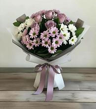 Букет цветов из:  Хризантемы и Розы в Никитское